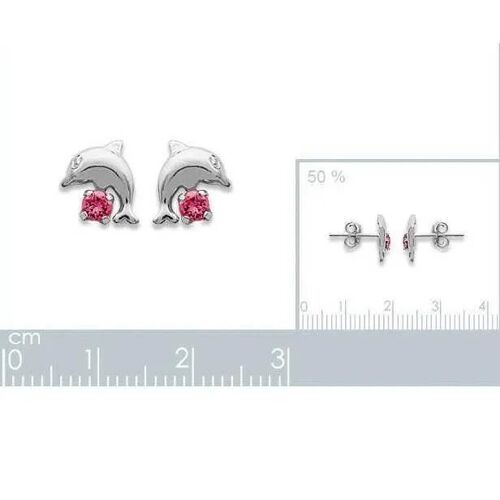 Boucles D'oreilles - Bijouxia - Dauphin - Argent 925 - Cristal Rose - Finition Rhodium