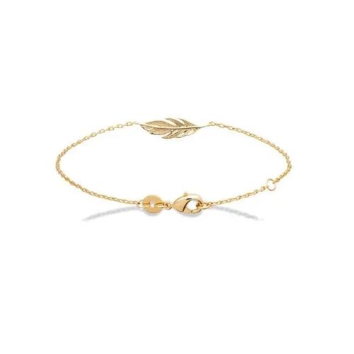 Bracelet - Bijouxia - Plume - Plaqué Or 18 Carats - Longueur 18 Cm - Qualité Bijouterie
