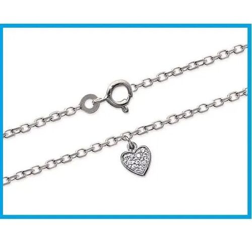 Chaîne De Cheville - Bijouxia - Argent Massif 925/000 - Pendentif C?ur En Cristal - 25 Cm - 1,78 G