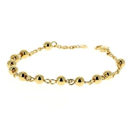 Bracelet - Bijouxia - Boules Alternées 5mm - Plaqué Or 18 Carats - Longueur 19 Cm - Neuf