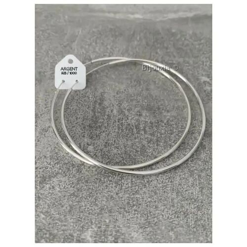 Boucles D'oreilles Grandes Créoles - Bijouxia - Argent Massif 925/1000 - Diamètre 8cm - Qualité Bijouterie