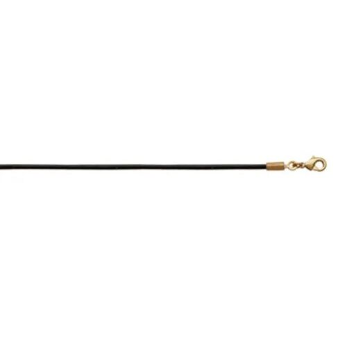 Collier - Bijouxia - Cordon Noir Lisse - Cuir - Plaqué Or 18k - 42 Cm