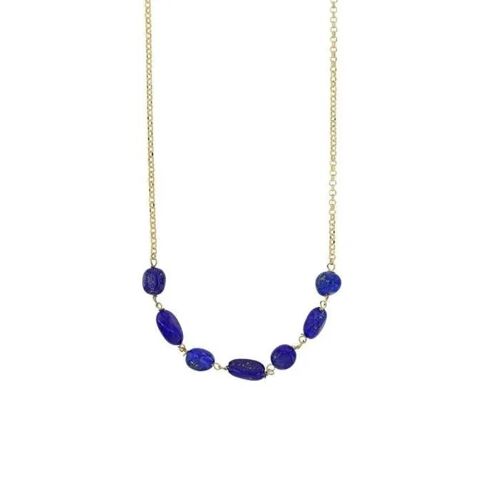 Collier - Bijouxia - Lapis Lazuli - Argent 925 Doré - Longueur 45 Cm - Ajustable 40 Cm