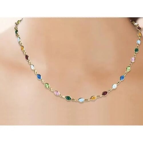 Collier - Bijouxia - Multicolore - Plaqué Or 18 Carats - Longueur 45cm - Largeur 3,5mm