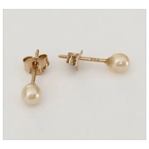 Boucles D'oreilles - Bijouxia© - Puces Perle 4mm - Plaqué Or 18 Carats - Beige Nacré - Qualité Bijouterie