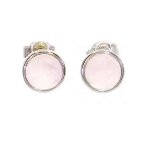 Boucles D'oreilles - Bijouxia - Pierre Quartz Rose - Argent Massif 925/1000 - Rhodié - 6 Mm