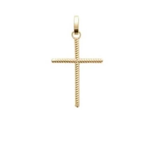 Pendentif - Bijouxia - Grande Croix Fil Torsadé - Plaqué Or 18 Carats - 3 Cm X 2,3 Cm - Mixte