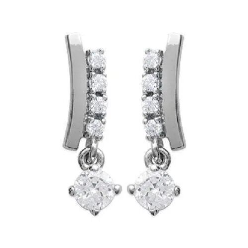 Boucles D'oreilles - Bijouxia - Argent Massif 925 - Cristaux De Zirconium - Design Pendantes - Crochets