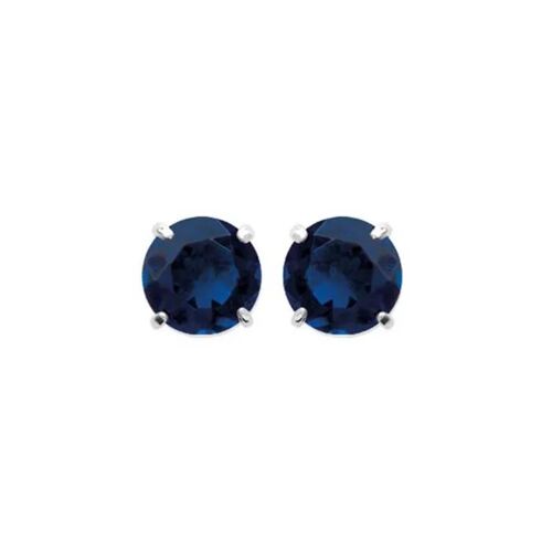 Boucles D'oreilles Puces - Bijouxia - 6mm - Argent Massif 925 - Oxyde De Zirconium - Bleu Saphir