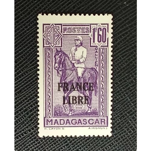 Timbre Madagascar Y T 250 Général Joseph-Simon Gallieni Surimprimé 1942 (091209 )