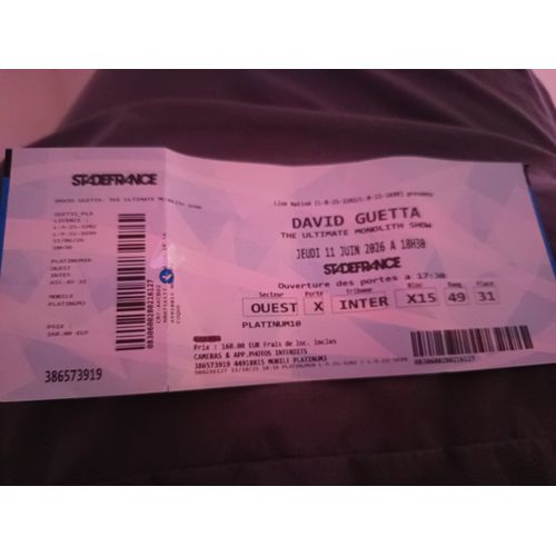 Place De Concert David Guetta Le 13 Juin 2026 À Paris Stade De France, Catégorie Platinium Vip