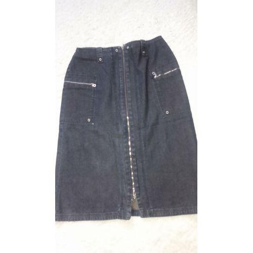 Jupe En Jean Femme Zippee Devant "Camaïeu" Taille 36 Idée Cadeau