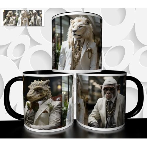 Mug Tasse À Café - Animal Lion Dragon Singe Costume Blanc 1971