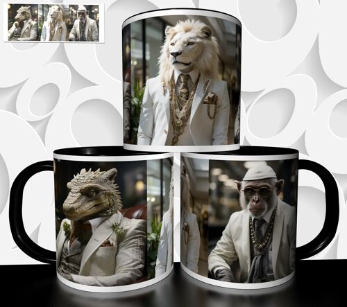 Mug Tasse À Café - Animal Lion Dragon Singe Costume Blanc 1971