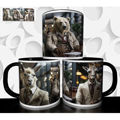 Mug Tasse À Café - Animal Ours Lama Girafe Costume Blanc 1972