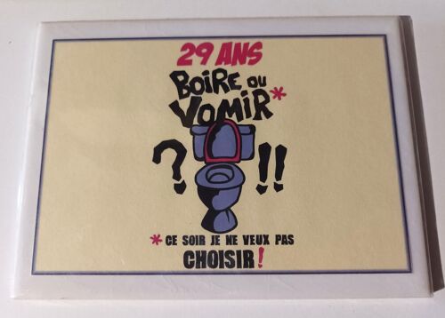 Jolie Plaque décorative humoristique 29 ANS boire ou vomir... idée cadeau noël anniversaire neuve emballée