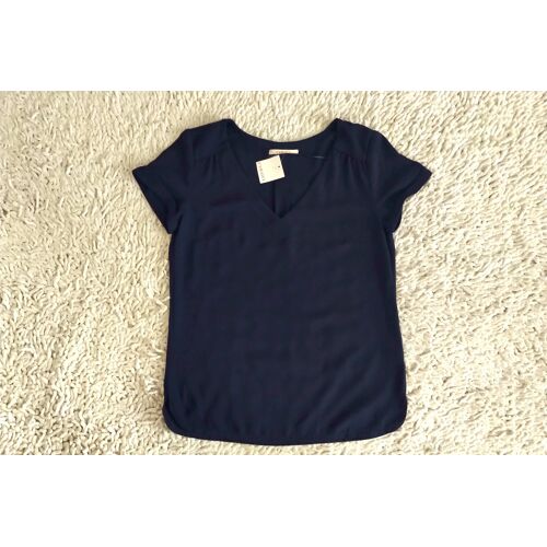 Blouse Bleu Marine Manches Courtes Camaïeu Taille 34