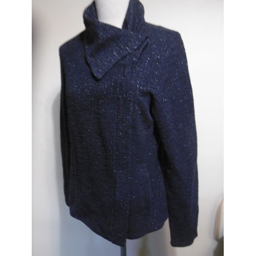 Camaieu Veste Zippée Jersey Marine T 36 38