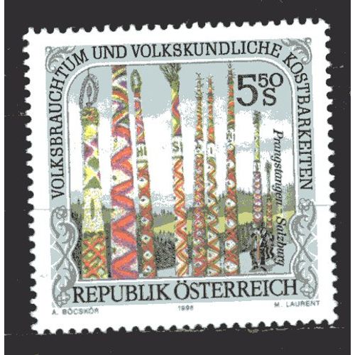 Autriche 1996 Us Et Coutumes Cortege De Perches Decorees A Salzbourg Yvert N° 2019 Neuf**