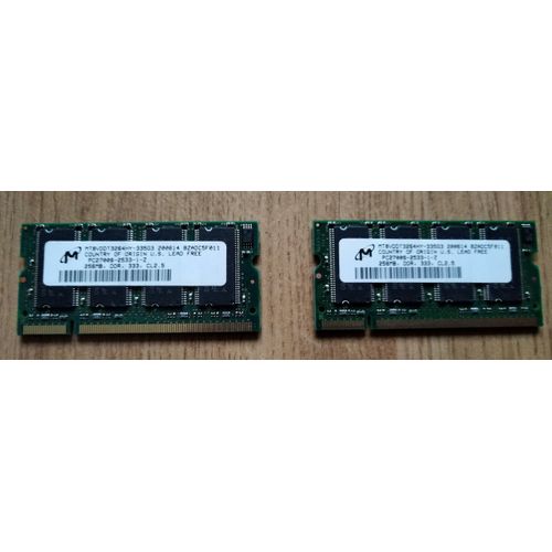 Lot 2 barrettes mémoires « MT » - 256 MB - PC Portable ¿ PC2700S
