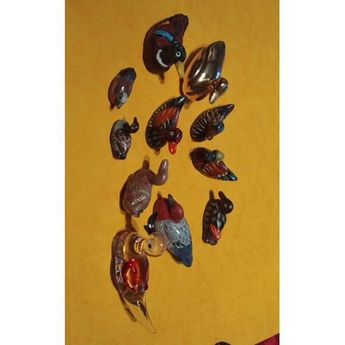 Lot de 11 petits canards dont un en métal et un en verre - 2 à 7 cm