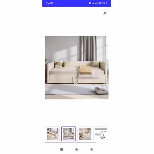 Canapé Lit Convertible encore dans l'emballage de livraison , il est en velours Beige, 2 Places - 90x180 cmd'un Design Scandinave, mais il n'y a pas le matelas avec