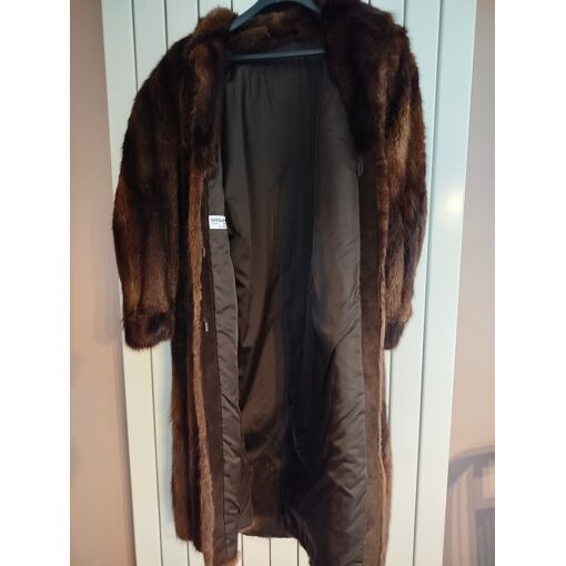 Manteau Long Imitation Fourrure Vison Marron - Taille 40 (L), Occasion Très Bon état