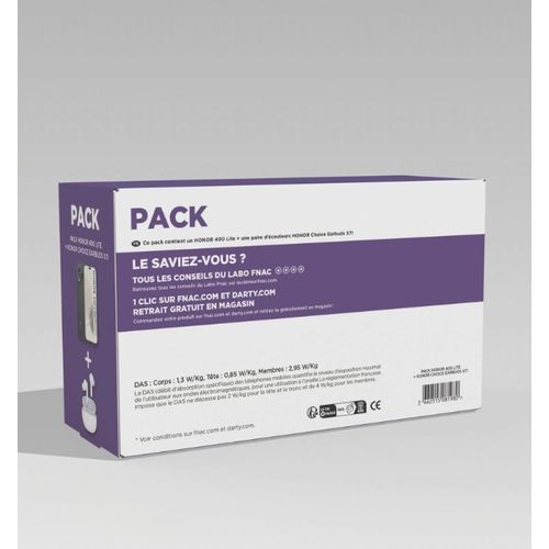 Pack téléphone HONOR 400 Lite et une paire d'écouteurs HONOR choice Earbuds X7I