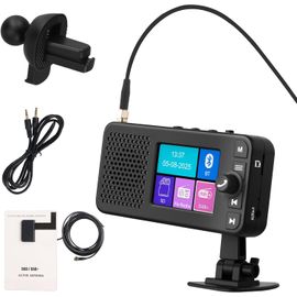 Adaptateur Auto Dab/Dab+ Avec Batterie Rechargeable, Écran Lcd Couleur De 2,4 Pouces, Transmission Fm Et Bluetooth, Sortie Aux Et Support De Carte Tf, Haut-Parleur Intégré