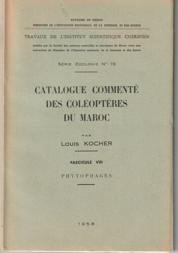Catalogue Commente Des Coleopteres Du Maroc Fascicule Viii- Phytophages -1958