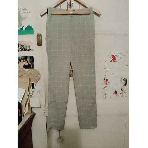 Pantalon A Carreaux Gris/Blancs 34 Xs Zara .