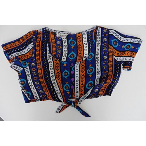 T-Shirt En Voile À Boutons. Brassière. Boléro Noué. Multicolore. Cinoche. Taille 2