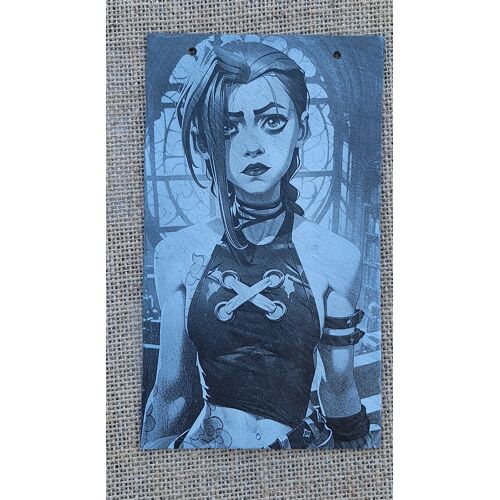 Gravure Laser Jinx de "Arcane" sur Ardoise Naturelle