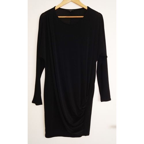 Robe Mi Longue Drapee Fluide Noire. Morgan. Polyester. Elasthanne. Taille L / 40 / 42