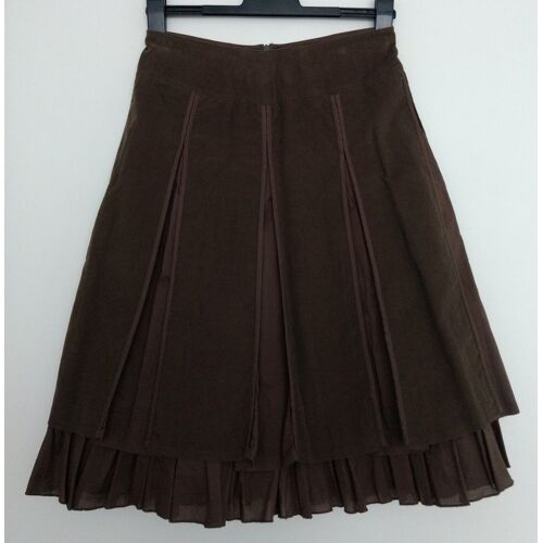 Jupe Plissee Velours Marron. Promod. Coton. Taille 36