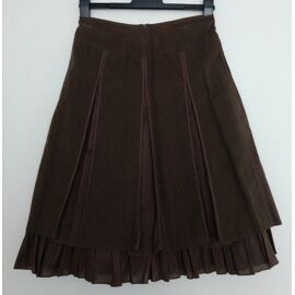 Jupe Plissee Velours Marron. Promod. Coton. Taille 36