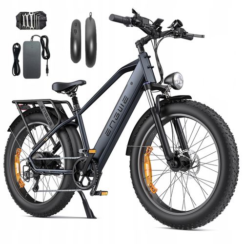 Vélo Électrique Engwe E26, Moteur 250w, Batterie 48v 16ah, Vitesse Maximale 25 Km/H, Autonomie 40km, Capacité De Charge Maximale 150 Kg, Pneus 26 Pouces, Freins Hydrauliques, Double Suspension, Noir.