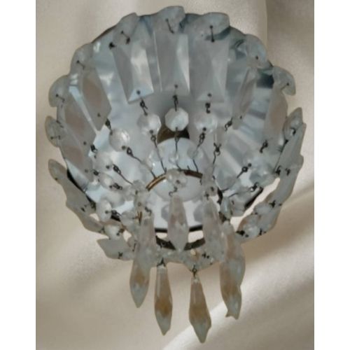 Suspension Montgolfière À Pampilles En Cristal Et Laiton