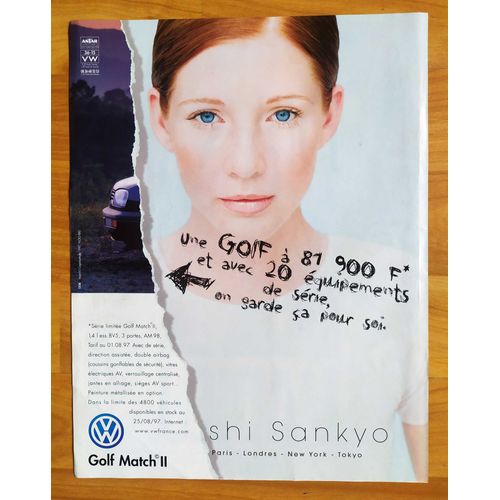 Publicité Papier - Voiture Volkswagen Golf Match I.I. De 1997, Mélanie Thierry Mannequin.