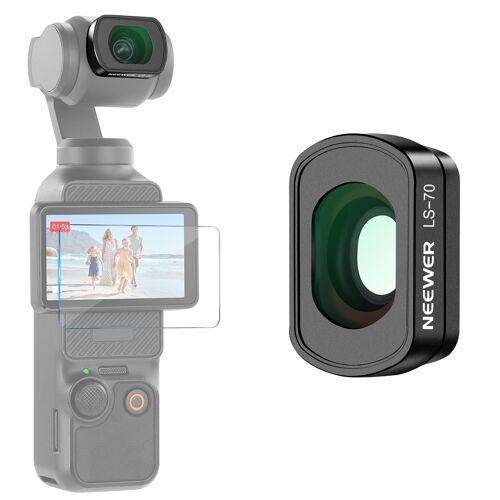 NEEWER Objectif Grand Angle 0,72 x FOV 112° Compatible avec DJI Osmo Pocket 3 Creator Combo Accessoires, Lentille Asphérique Action Cam Multicouche Magnétique, Cadre Métallique, 1 Protection, LS-70