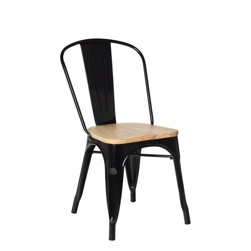 Lot de 2 chaises de salle à manger empilables Lix Bois Naturel - Noir