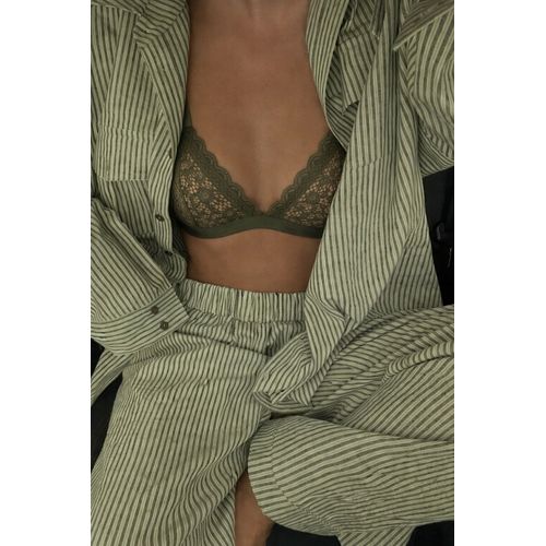 Soutien-Gorge Triangle Dentelle Vert Kaki &amp Rose - - Sans Armatures - Lingerie Chic