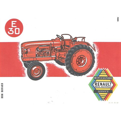 Buvard - Tracteur E 30 - Motoculture Renault
