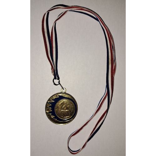 Médaille Sportive Judo Karaté En Bronze Avec Ruban En Coton France Bleu Blanc Rouge - Envoi Très Rapide Et Soigné.