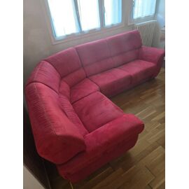 Canapé d¿angle convertible en velours bordeaux ¿ Fabrication française