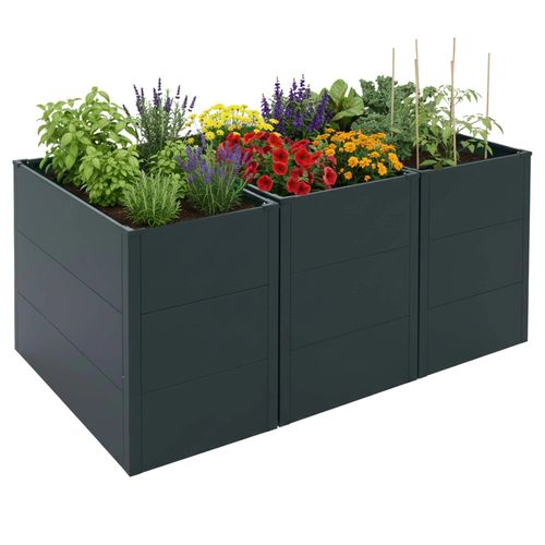 Lot De 3 Jardinières Sur Pied Hwc-P64, Jardinières Sur Pied En Métal Pour Légumes/Plantes, Bacs À Fleurs, Pots De Fleurs En Acier 77 X 150 X 100 Cm   Vert