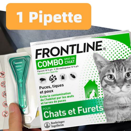 Frontline Combo Chat - Anti-Puces Et Anti-Tiques Pour Chat - 1 Pipette （Pas De Boite）