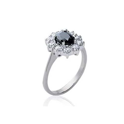 Bague Fleur Marquise Saphir Naturel Et Zirconium En Argent Massif 925 Rhodié T48 À 68 Argenté - 50