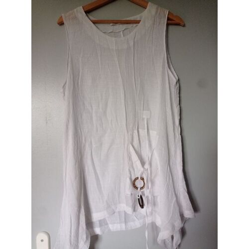Longue Tunique Blanche Sans Manches "Neslay" T.1