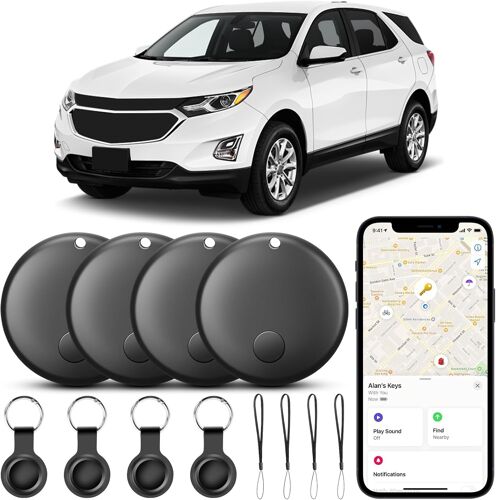 VornixorSarlshop-Air Tracker Tags Lot de 4 localisateurs Bluetooth compatibles avec Apple Find My APP (iOS uniquement) Convient pour bagages, sacs, portefeuilles, sacs à dos, étiquettes de suivi des